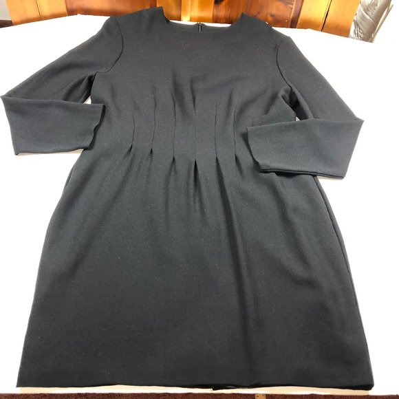 Laura Ashley Vintage Black Wool Sheath Dress Old Money Quiet Luxury Minimalist - Picture 6 of 16